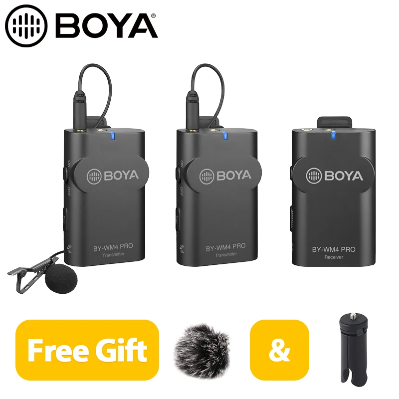 BOYA-WM4-Pro-Microphone-Lavalier-Microfone-Wireless-Microphone-Receiver-Transmitter