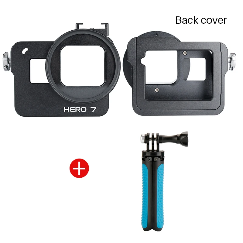 Защитная рамка для камеры Gopro Cage Hero 7 6 5 с фильтром, аксессуары для экшн-камеры с горячим башмаком для светящийся микрофон - Цвет: with tripod
