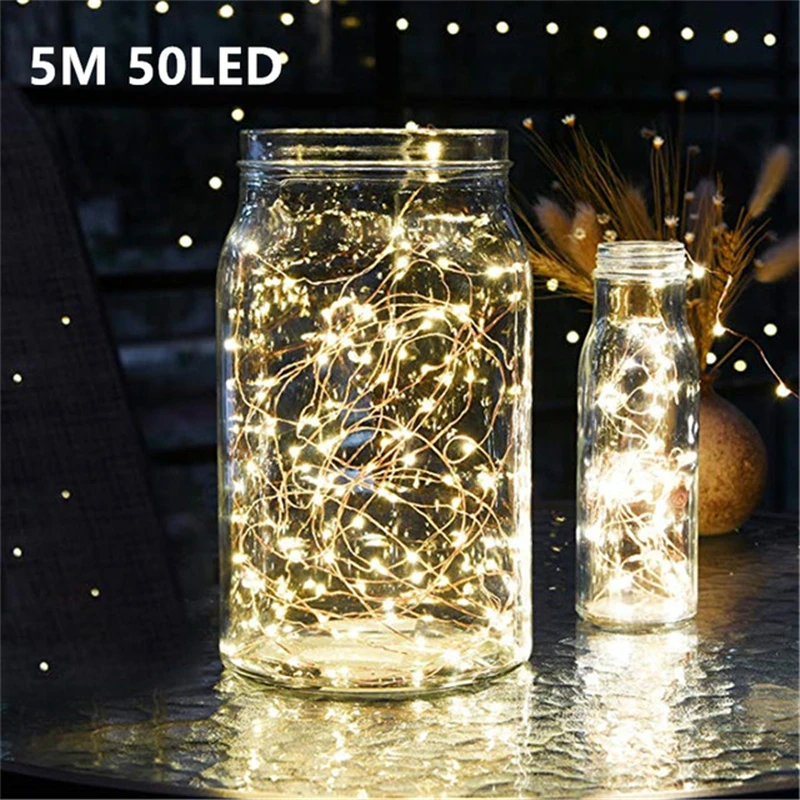 

5M 50 LED CR2032 Battery Operated LED String Lights for Xmas Garland Party Wedding Decoration Christmas Flasher Fairy Lights S10
