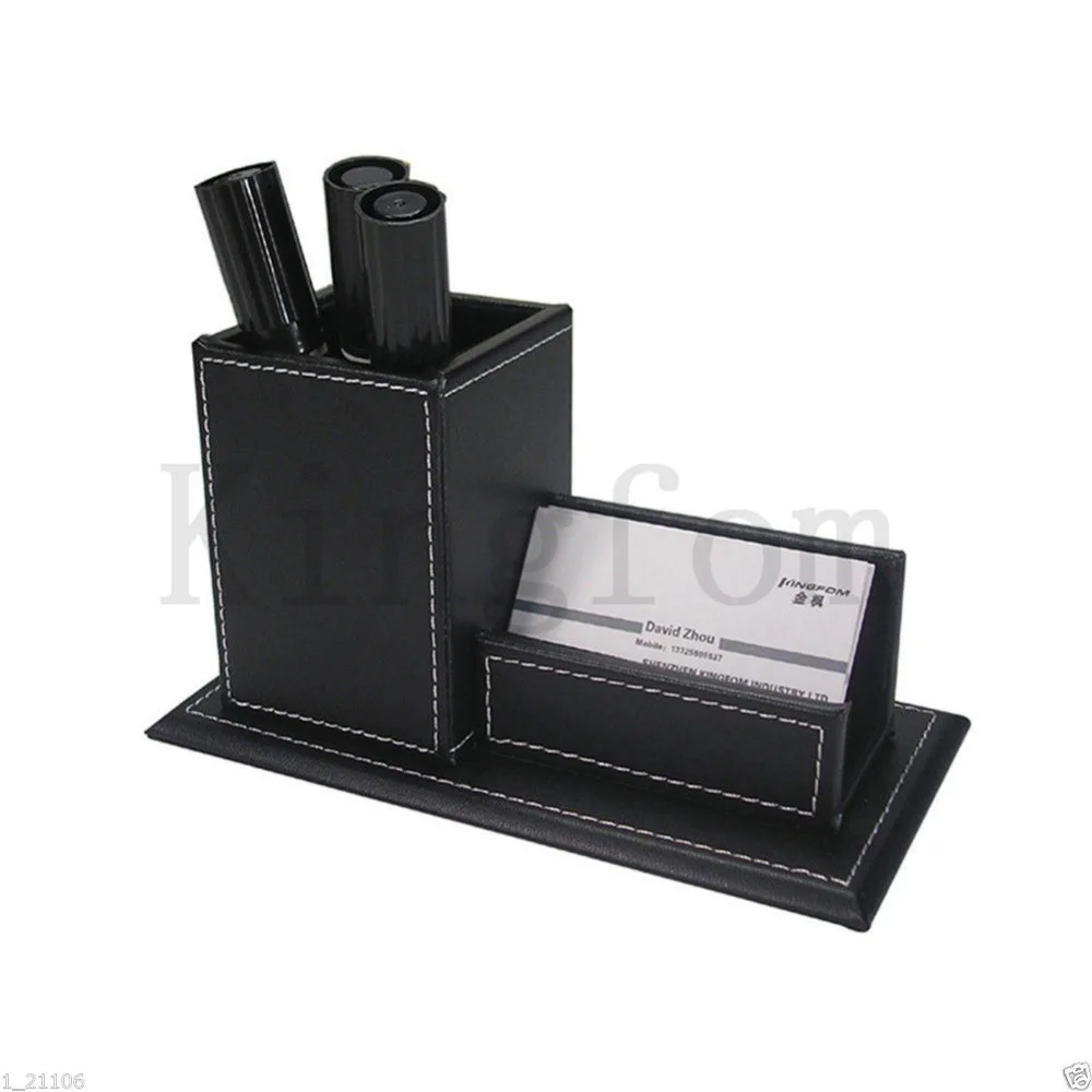  Modern Style 4pcs/set PU Leather Desk Decor Stationery Organizers Sticker Memo Case Pen Stand Penci