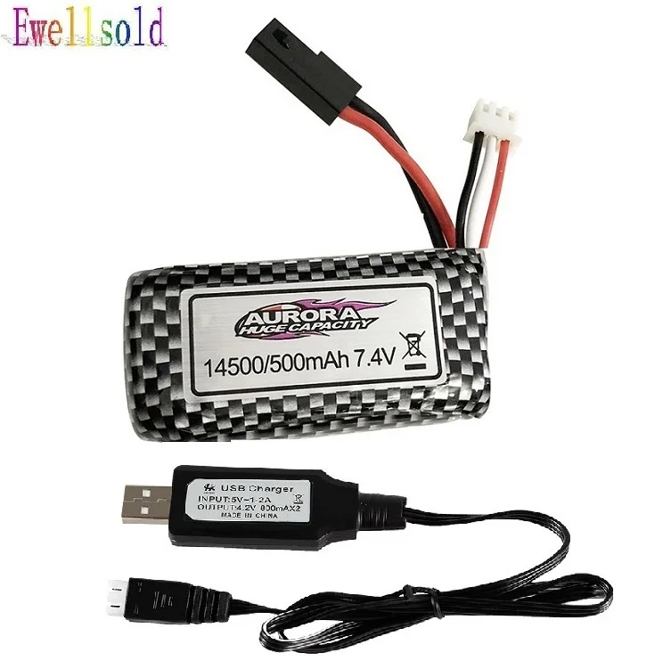 

YUKALA 7.4v 500mAh battery with USB charger for XLH 9130 9136 9137 high speed RC truck rc car