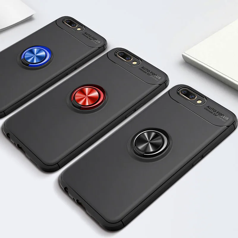

Phone Case For OPPO R11 Case Rotating Finger Ring Holder Matte Soft Silicone Back Cover For R11 Plus Coque