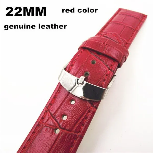 22mm red leather watch strap