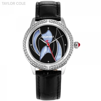 

Taylor Cole Luxury Brand Ladies Watches Crystal Dial Women Watches Black Leather Strap Causal Clock horloges mannen Gift /TC123