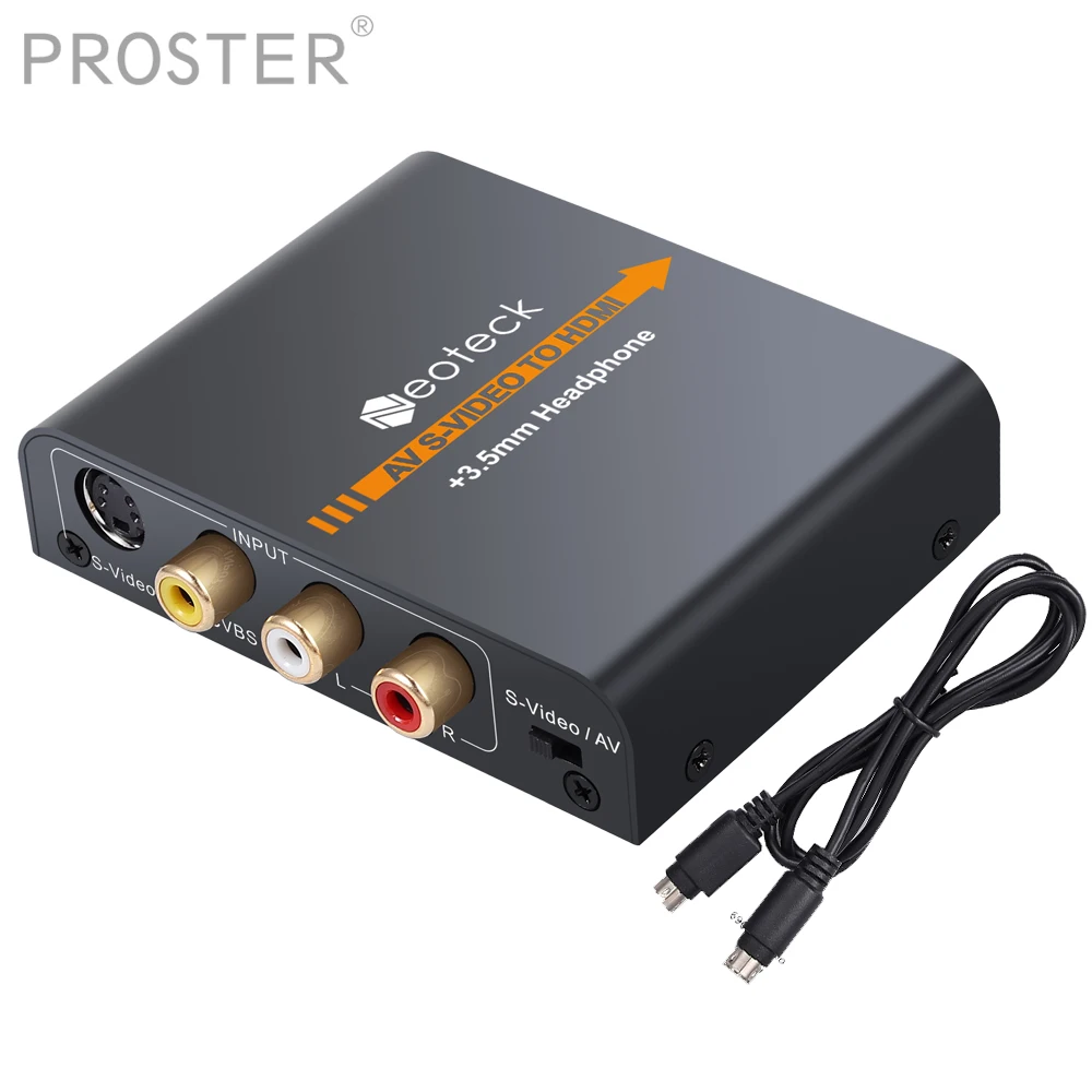 Proзор 3RCA AV CVBS композитный S видео к HDMI преобразователь адаптер Upscaler 720P/1080P + 3 5 мм