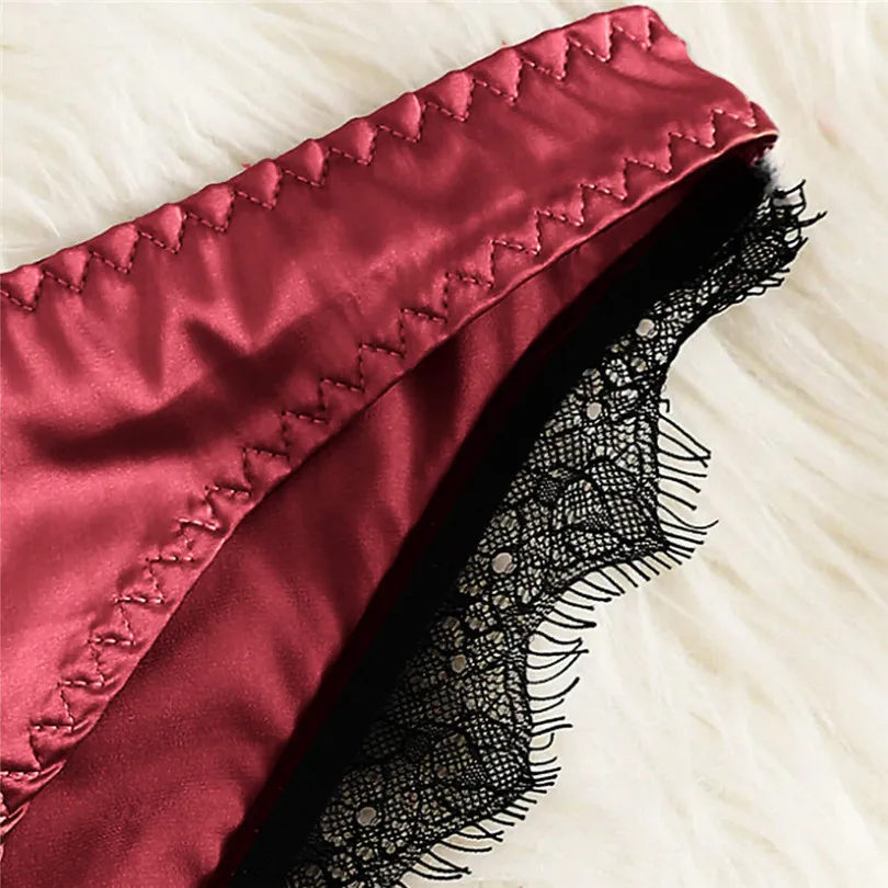 Fashion Women Summer Sexy Satin Lace Lingerie Casual Daily Nightwear Patchwork Sleepwear Lingerie Underwear Sleepwear Set #4A22 (24)