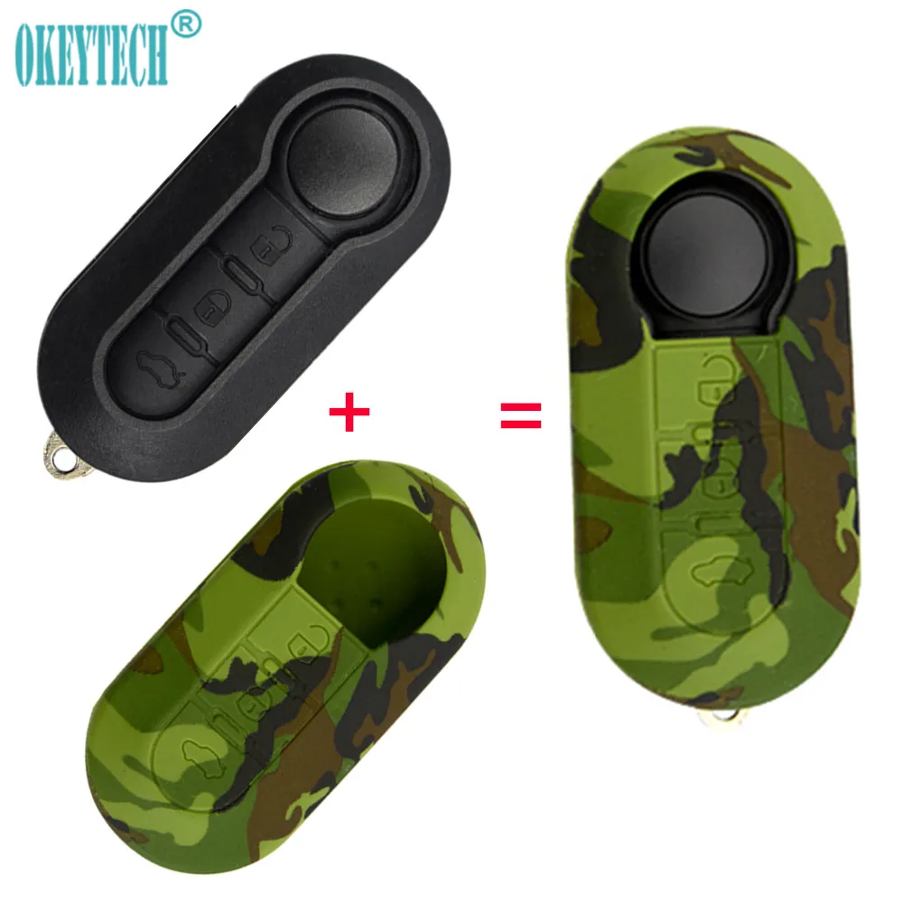 

OkeyTech New Styling 3 Buttons Soft Silicone Car Key Cover Case Fit For Fiat 500 Key Cover Blank Fob Shell Car Accessories