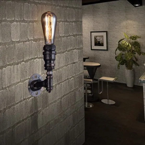 

American Loft Style Metal Water Pipe Lamp Edison Wall Sconce Retro Wall Light Fixtures For Home Vintage Industrial Lighting