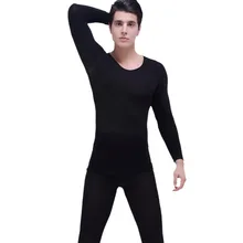 Для мужчин Бесшовные Термальность нижнее бельё для девочек зимние теплые черные кальсоны Для Мужчин's комплекты термобелья