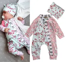 Baby Girls Clothes Floral Birds Bodysuit One Piece Jumpsuit Outfits Set