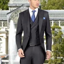 Превосходный Стиль мужские вечерние костюмы на выпускной Жених Смокинги друзей жениха свадебный Блейзер Костюмы(пиджак+ брюки+ жилет+ галстук) K: 1254