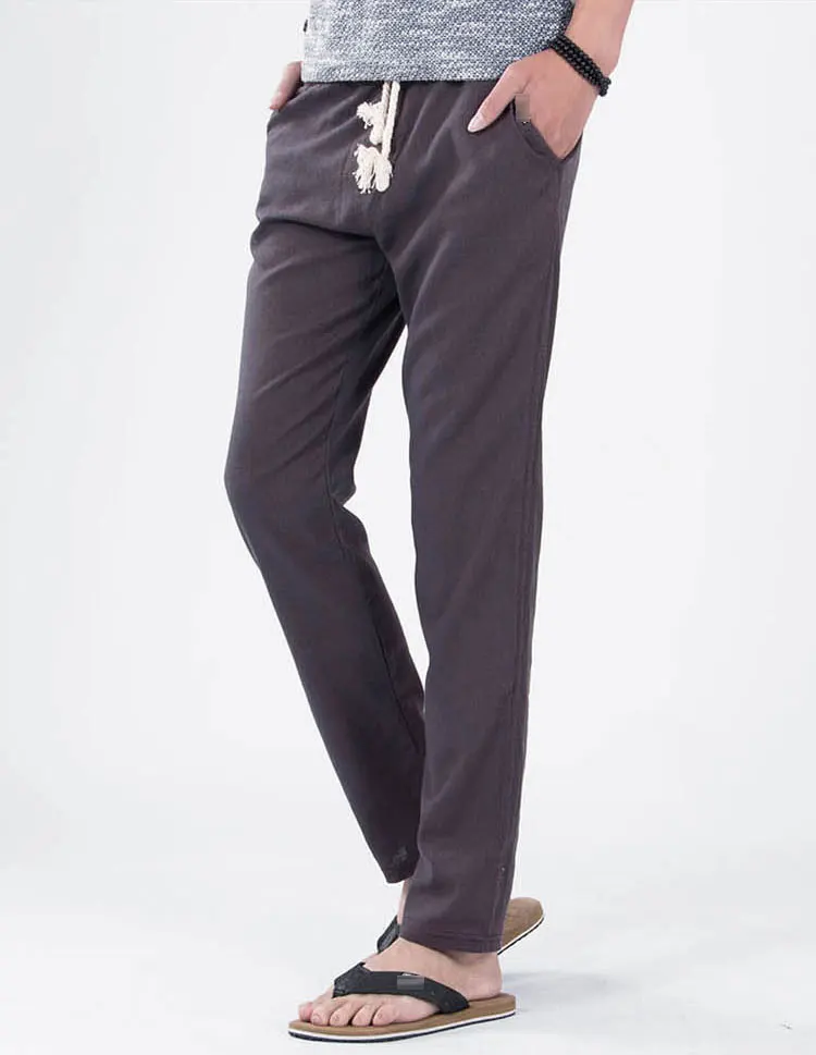 Модные мужские льняные брюки с защитой от микробов, большие размеры 3XL, дышащие свободные льняные брюки для мальчиков, повседневные брюки