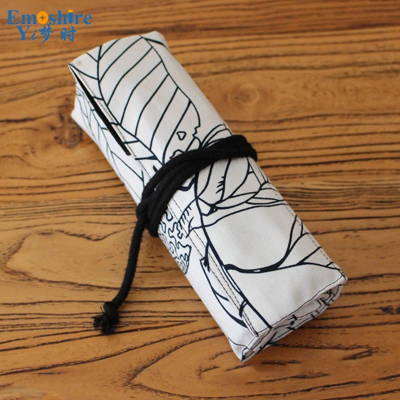 Emoshire Pencils cotton canvas cloth color lead pencil sketch student pen pen with large capacity pencil pencil case (12)