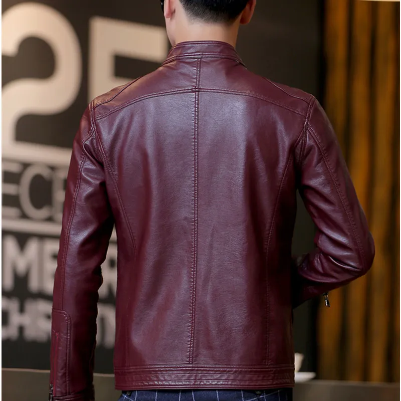 Goede DIMUSI Heren Lederen Jas Slim Korte Lederen Jassen stand kraag casual Mannelijke Motorfiets Lederen Jas Windjack Jassen, YA700