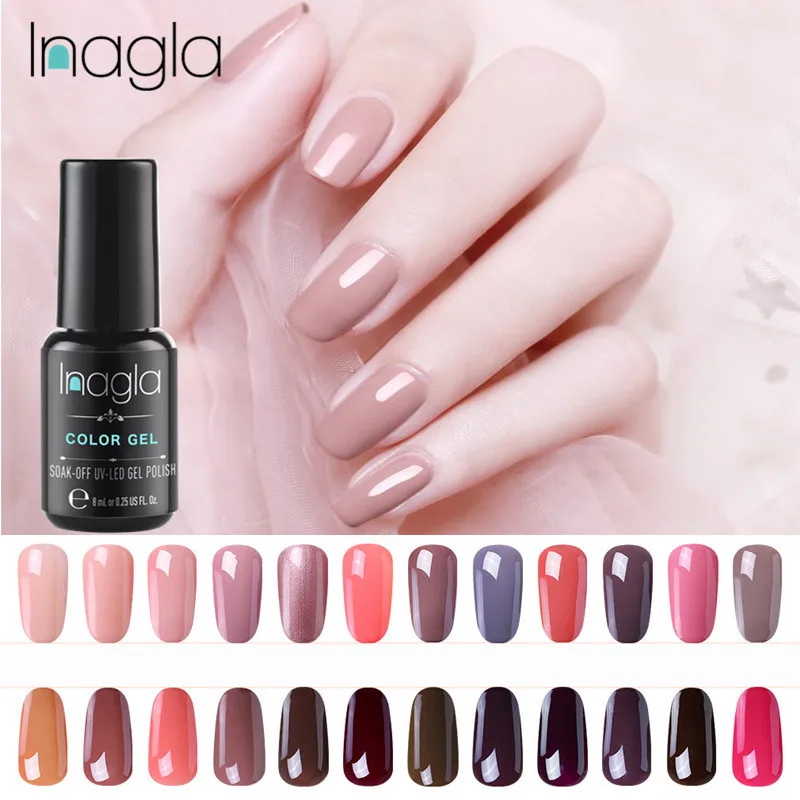 

Inagla Nude Series 32Color HOT SALE 8ML Gel Nail Polish Nail Art UV LED Gel Lacquer For Nail Extension Design Top Gel Varnishes