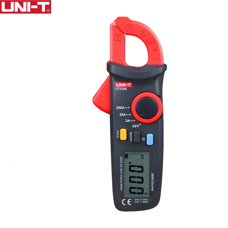 

UNI-T UT210A Mini Digital Clamp Meter MultiMeter Tester 2000 Counts Data Storage Auto Range AC Current 2A/20A/200A LCD Backlight