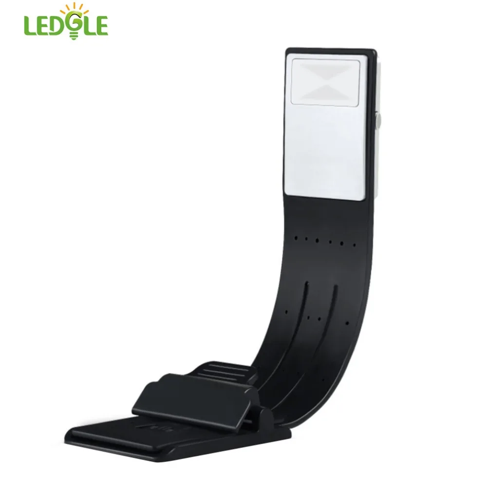

LEDGLE Rechargeable Reading Lamp Compact Book Light Flexible LED Light Clip-on LED Lamp for Kindle and Book 4 Modes Black