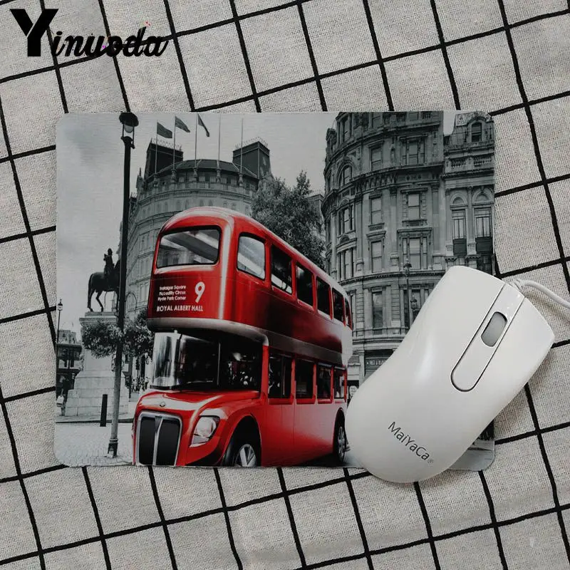 Yinuoda Лондон автобус Англия Телефон Ретро дизайн геймер скорость мыши розничная маленький резиновый коврик для мыши простой дизайн скорость игровой коврик для мыши - Цвет: No Lock Edge25x29cm