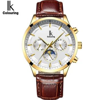 

IK Fashion Automatic Mechanical Watch Men Stainless Steel Waterproof Multifunction Dial Auto Date Male Wristwatch Relojes Hombre