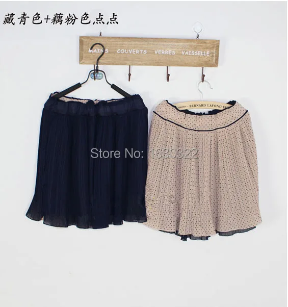 Wave point wear on both sides small floral skirt chiffon Polka Dot Chiffon Skirts female JSJRFZ | Женская одежда