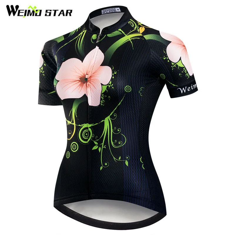 Weimostar Cycling Jersey Women MTB Bike Jersey Summer Flower Bicycle Shirt Ropa Ciclismo