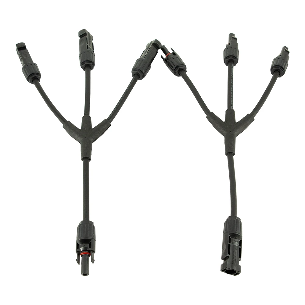 One Pair MC4 Solar Connector Y Type 3 Branch One to Three Combiner Solar Panel Cable Connector Male and Female MC4 Connector