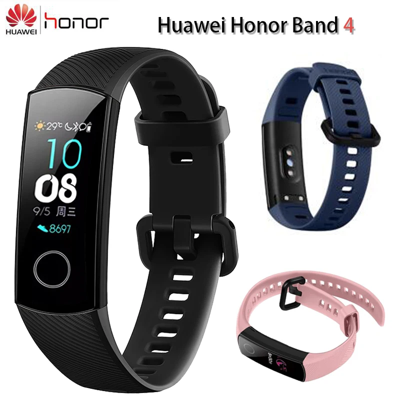 

Original Huawei Honor Band 4 Smart Wristband Amoled 0.95" Touchscreen Swim Posture Detect Heart Rate Sleep Snap Fitness Bracelet