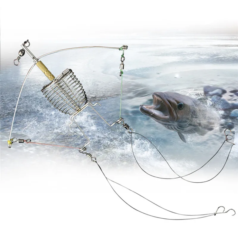 

2019 New High Fishing Feeder Automatic Tackle Multi Functional Launcher Trap Spring Cage Hook Hot sale