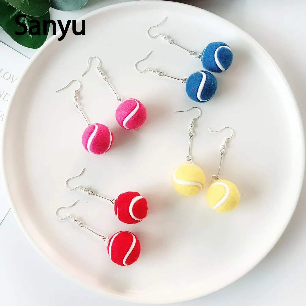 

New Arrival Creative Colorful Tennis Drop Earrings for Women Girls Personalized Funny Sport Dangle Earrings Trendy Brincos 2019