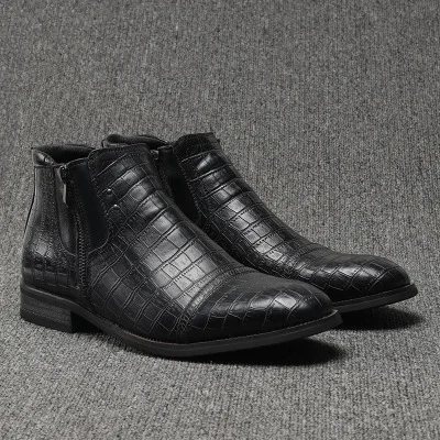 

Shoes Men Genuine Leather Boots New Black Autumn Winter Shoes DA150