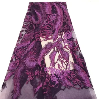 

2019 High-end fashion with the finest quality embroidery tulle lace fabrics with 3D sequins for the royal party dress YYZ08993