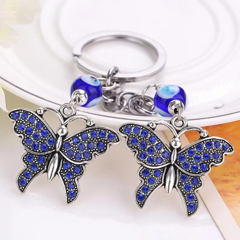 

2018 New Trendy Evil Eye Keychains Cute Animal Crystal Butterfly/Tortoise/Tower Keychain Keyring Charm For Car Bag Girl Gift