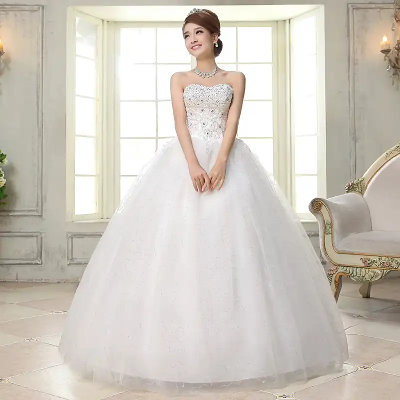 Costomize リアルフォトウェディングドレス 16 韓国スタイル Vestido デ Noivawhite ウェディングドレス の床の長さスパンコールウェディングドレス花嫁 Dress Bride Wedding Dress Bridestyle Wedding Gowns Aliexpress
