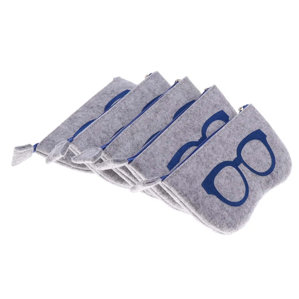 5 Pieces Zipper Reading Glasses Case Cute Eyeglass Pouch Girls Boys Sunglasses Case  Bag Storage