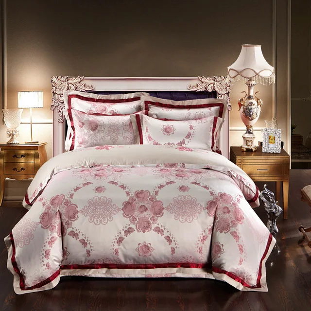 luxury chinese bedding sets Embroidered Jacquard Egyptian cotton silk satin duvet quilt covers