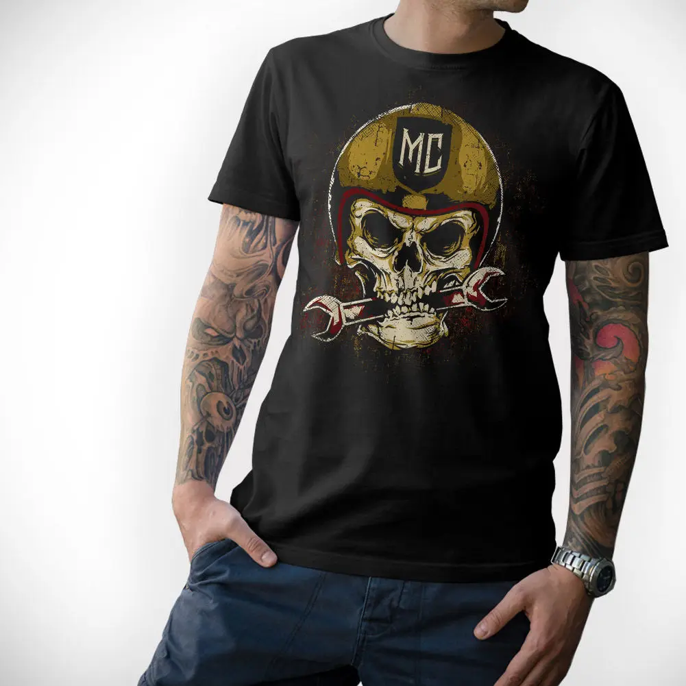 Skup Modne fajne koszulki z krótkim rękawem BIKER t shirt skull motorrad motocykl Totenkopf MC S M L XL XXL 3XL 4XL 5XL letnia koszulka