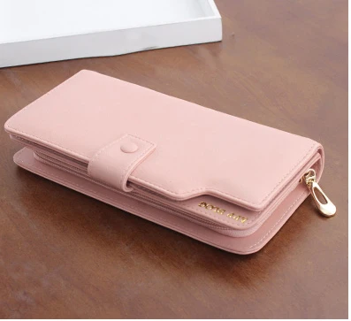 APP BLOG роскошный бренд женский кошелек длинный модный клатч кожаный кошелек высокое качество телефон ключ держатель для карт сумка с ремешком - Цвет: pink