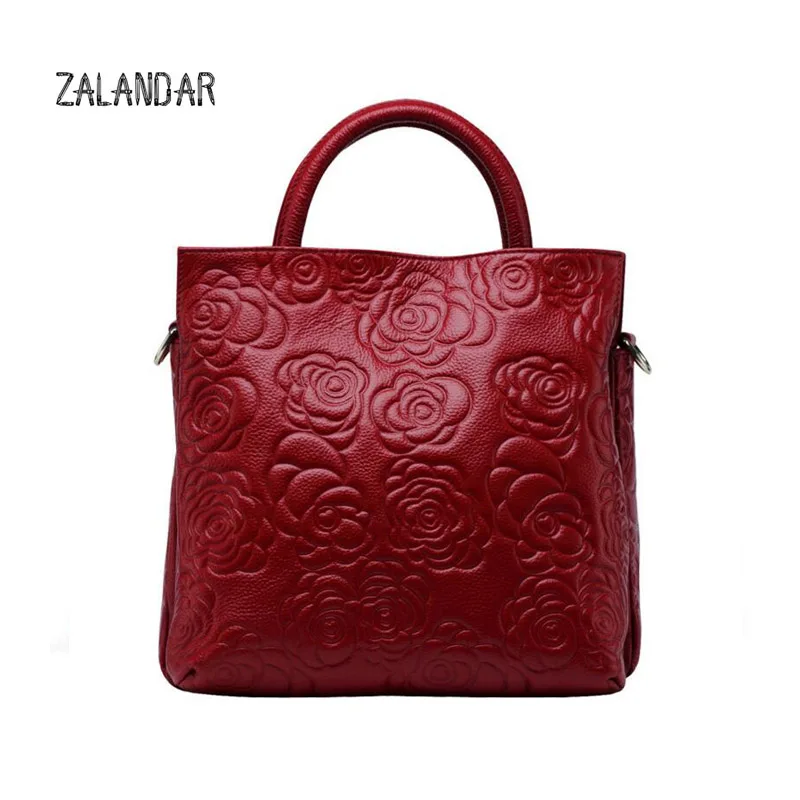 Real leather handbag women handbag flower luxury handbags women bags designer crossbody bags bolsa feminina bolso mujer ZALANDAR