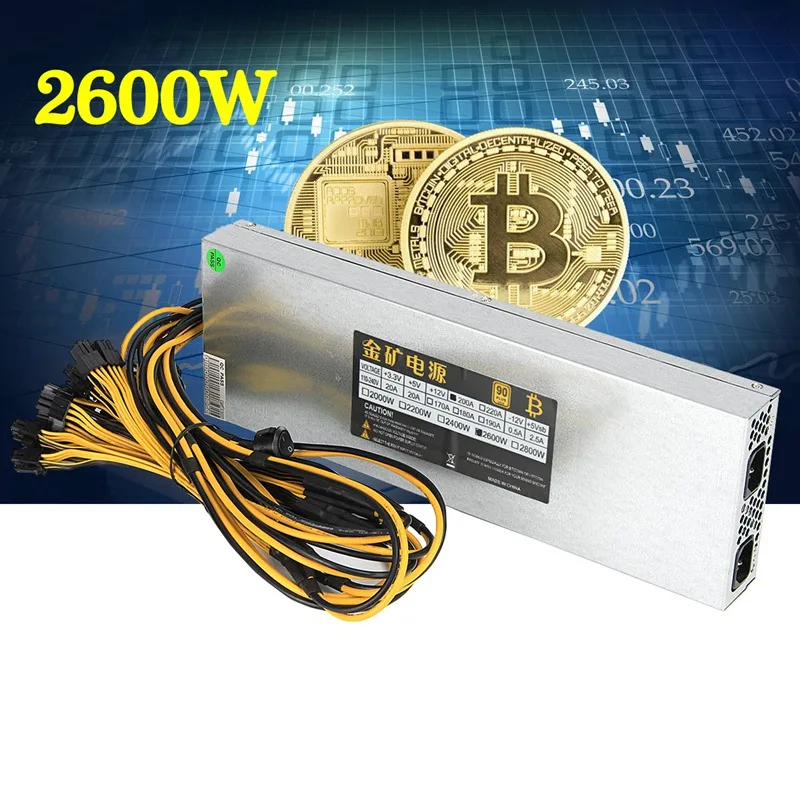 

EU plug 2600W Ultra-thin Mining Power Supply F/ ETH Rig Ethereum S7 S9 E9 High Quality Computer Power supply For BTC