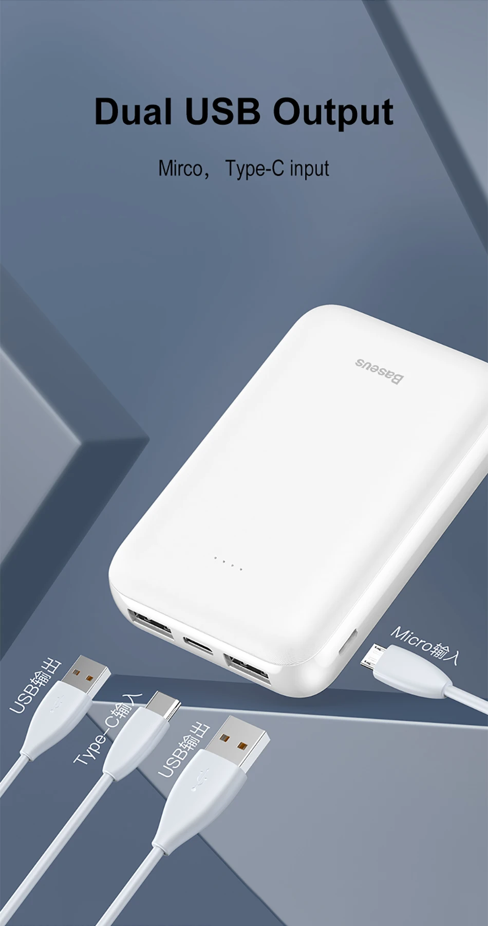2020 10000mAh Mini Power Bank Small 2 USB Portable Charger 10000 MAh