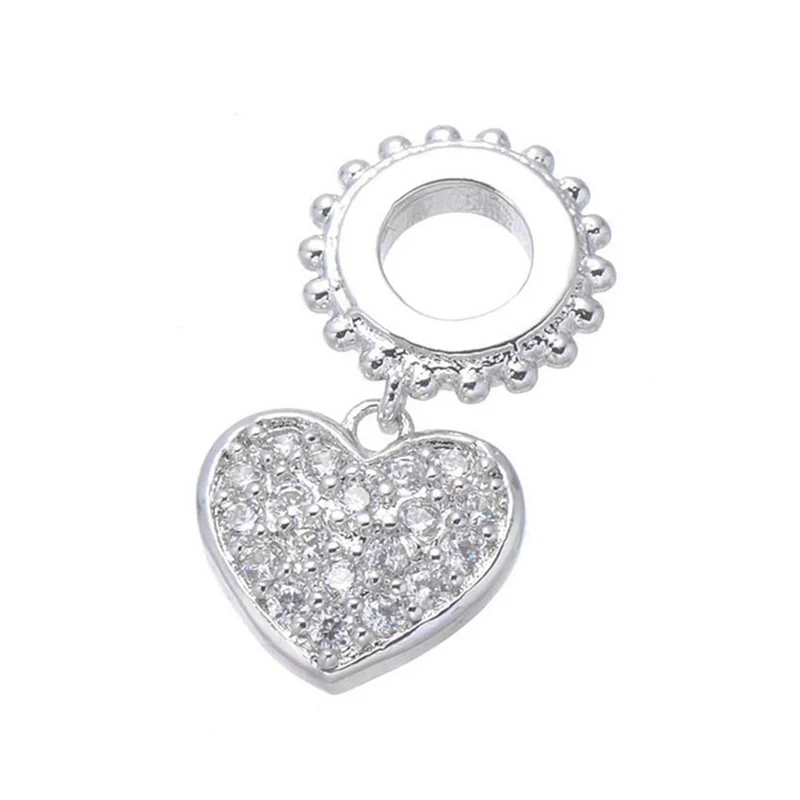 

DIY Pave Austrian cubic zirconia Heart Charms Shiny CZ Love Heart Pendant Fit Original necklace bracelet making Jewelry Findings