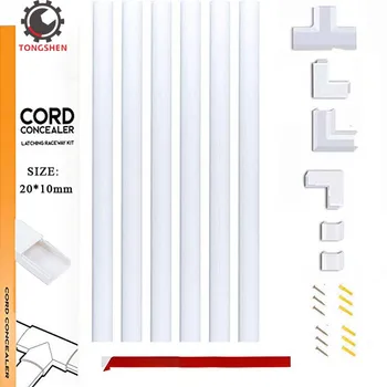 

20X10mm Cord Cable Concealer System Covers Wire Cable Cover Management Raceway Kit for Hiding Wall Mount TV Power Cords in home