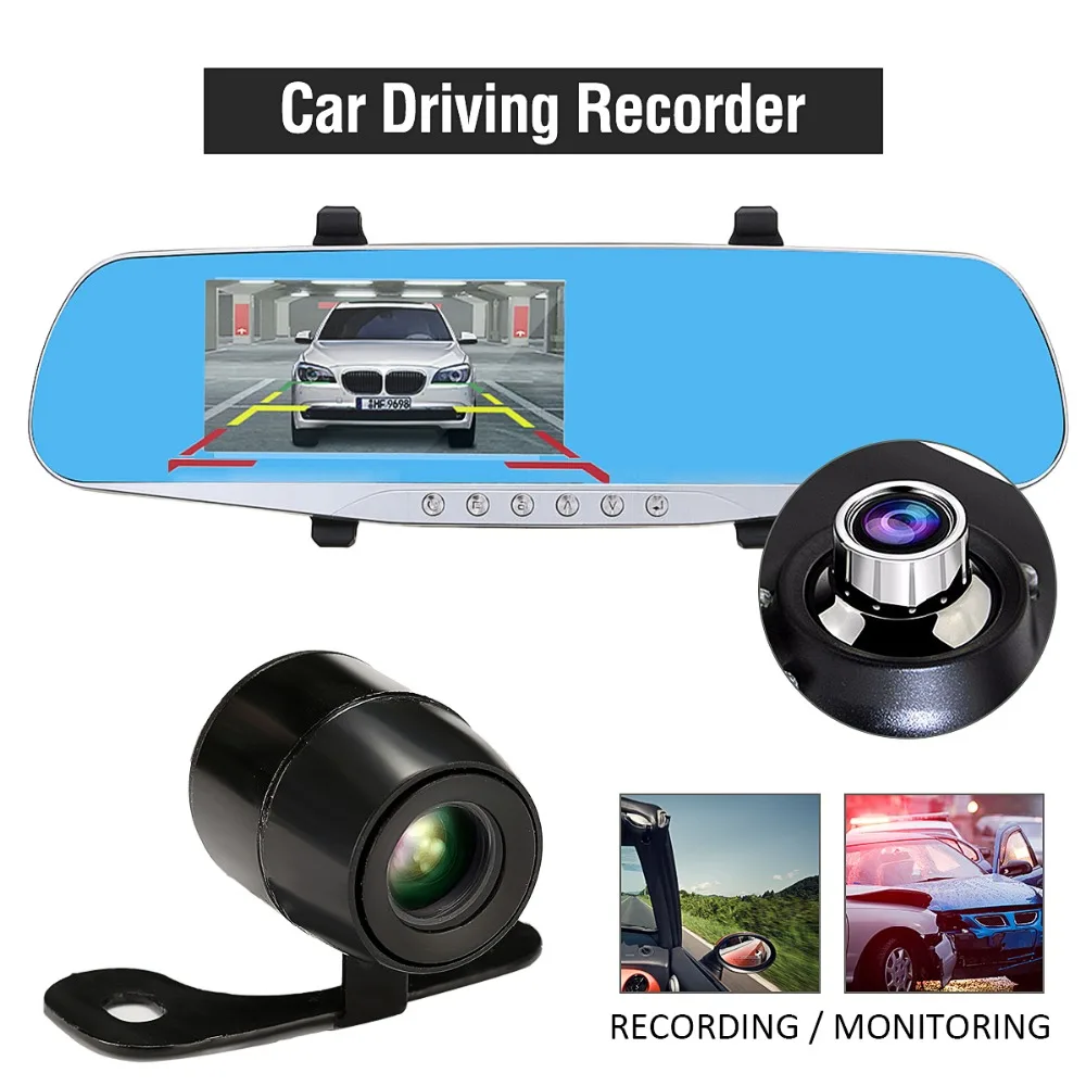 TFT LCD HD 1080P Car DVR font b Camera b font Rearview Mirror 170 Degree Dual