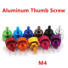 10 pçs m4 alumínio passo polegar parafuso da caixa do computador parafuso knurled mão parafusos thumbscrews m4 anodizado 11 cores