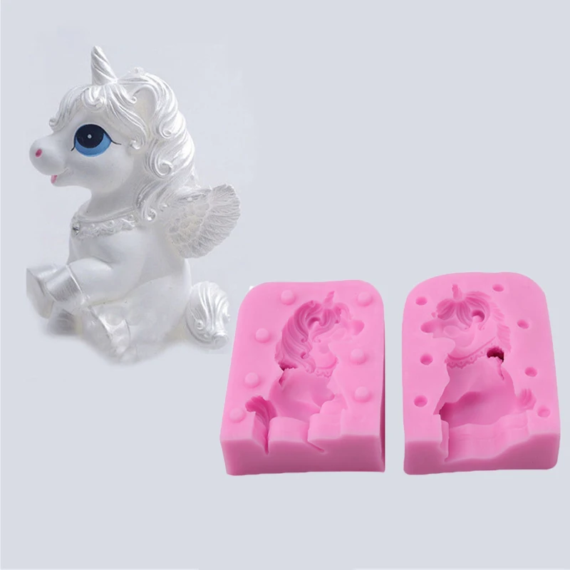 1 Set 3D Unicorn Shape Silicone Mold Soap Fondant Chocolate Moulds