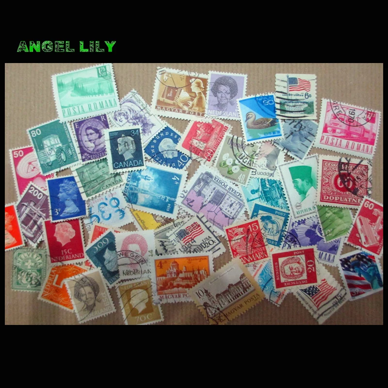 50 Pezzi Tutti I Diversi Francobolli Di Piccole Dimensioni Con Timbro Postale