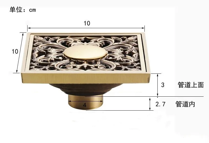 Напольные стоки 10 см квадратный водосток для душа латунь трап ловушка отходов Решетка с ситечком для волос аксессуары для ванной комнаты Душ 8509T