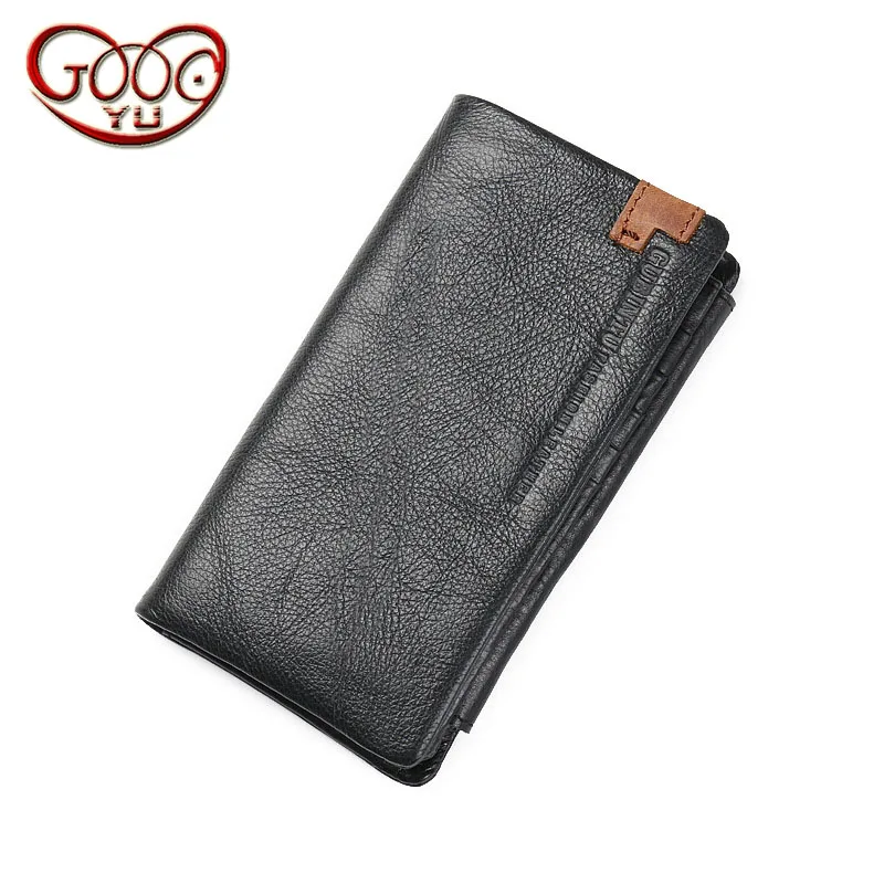 

European and American style first layer of leather tri-fold men's wallet zipper multi-card large-capacity leather long wallet