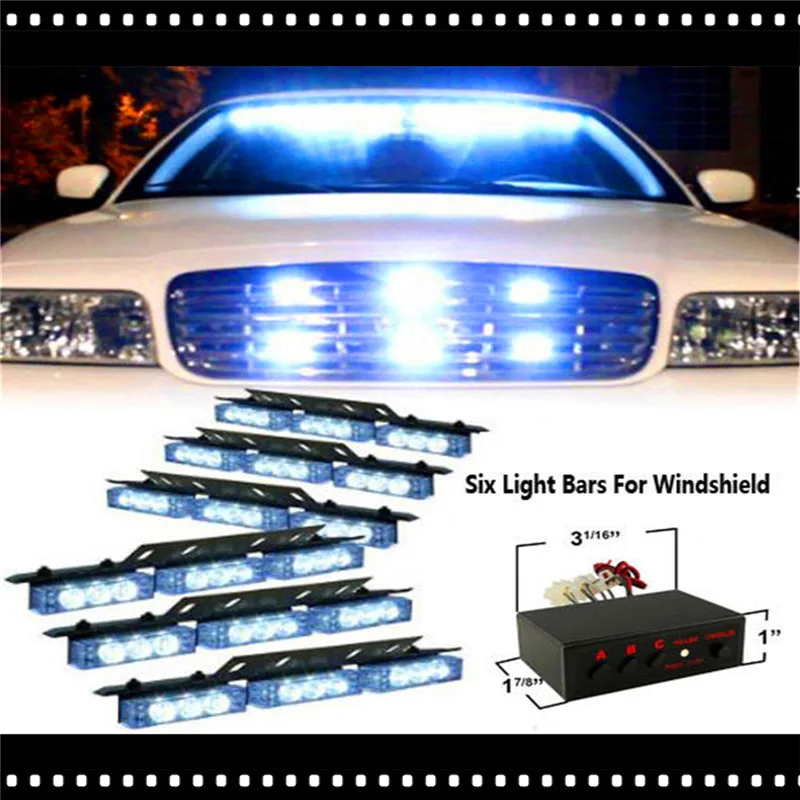 

1Set White 6*9 Led Strobe Light Bar Car Police Firemen Ambulance Emergency Grille Dash Flashing Bright Auto Warning Lamp
