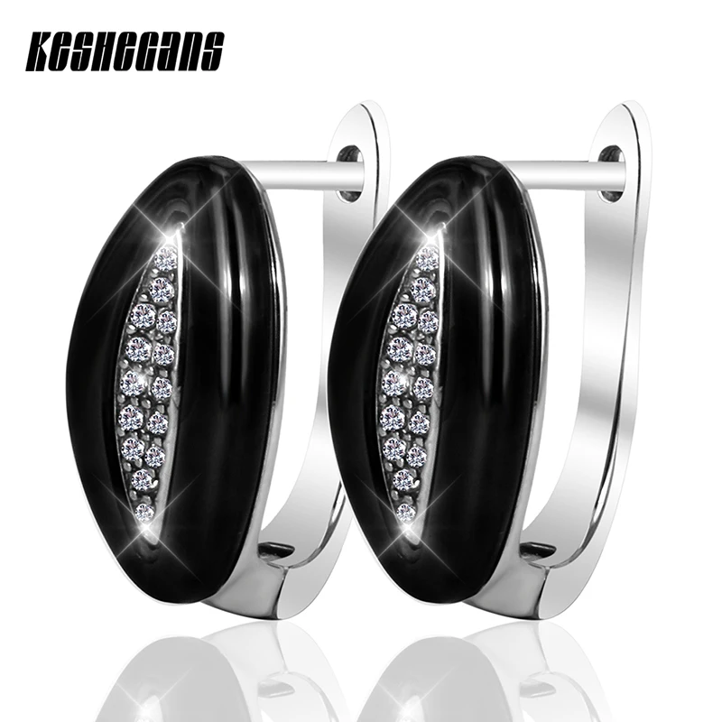 Новые серьги-гвоздики из керамики, роскошные u-образные серьги из нержавеющей стали, CZ Циркон, узор в виде листьев, изысканные элегантные ювелирные изделия, подарок для женщин и девушек